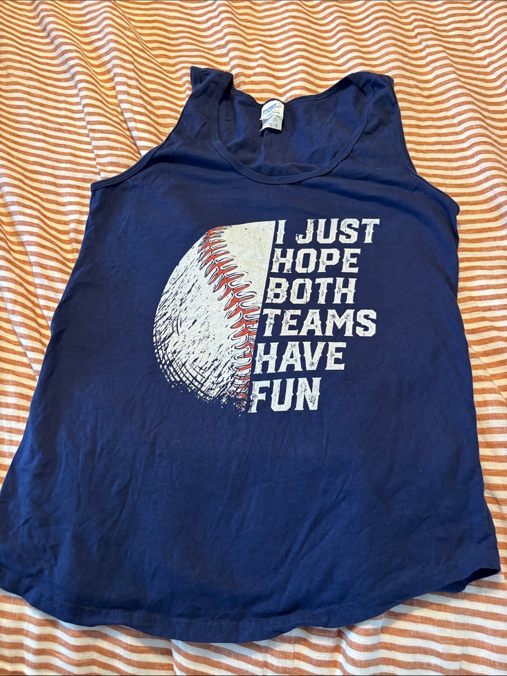 Navy Graphic Baseball Tank Top - I Just Hope Both Teams Have Fun